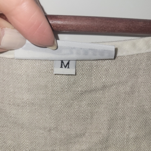 Bryn walker Naida Linen 3/4 Sleeve Asymmetrical Tunic midi dress beige medium - Picture 8 of 8